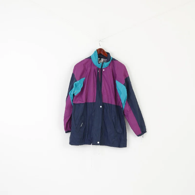 Enjoyable Womanswear Women L Jacket Purple Nylon Waterproof Vintage Hooded Top V-Neck Jacket Boat Neck Jacket Square Neck Jacket