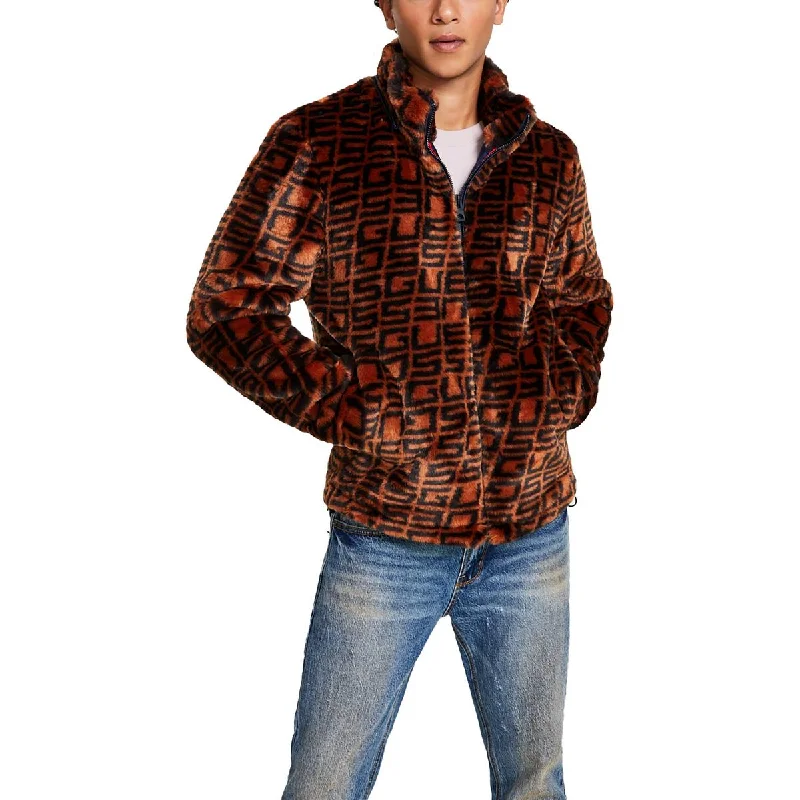Guess Womens Faux Fur Hooded Fleece Jacket Cotton Jacket Linen Jacket Terry Jacket