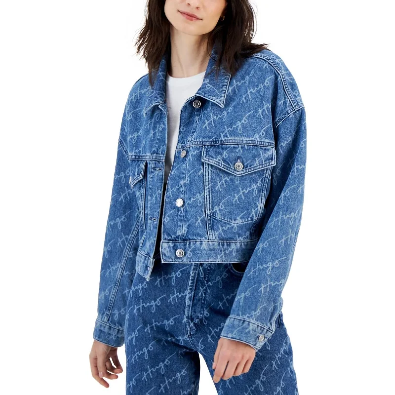 Hugo Womens Logo Denim Denim Jacket Lace Jacket Ribbed Jacket Sequined Jacket