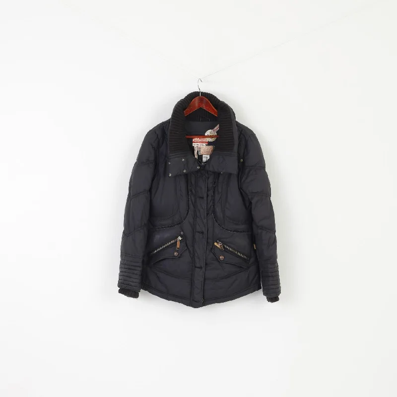 Khujo Women L (M) Jacket Black Padded Nylon Sarafina Style Vintage Zip Up Top Cotton Jacket Linen Jacket Terry Jacket Khujo Women L (M) Jacket Black Padded Nylon Sarafina Style Vintage Zip Up Top Cotton Jacket Linen Jacket Terry Jacket