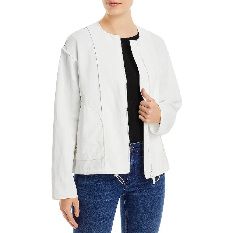 Lafayette 148 New York Womens Linen Short Bomber Jacket Cardigan Sweater Pullover