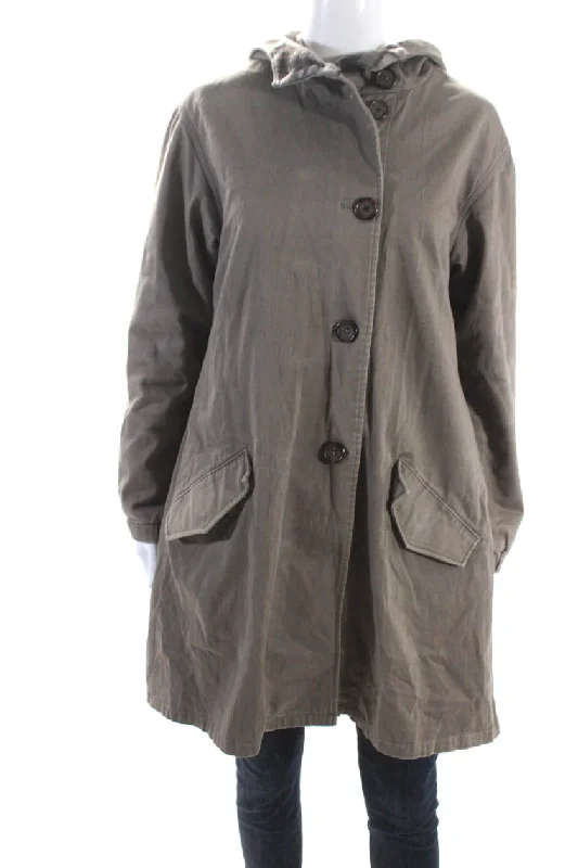 L'Agence Womens Cotton Buttoned Zipped Long Sleeve Hooded Jacket Brown A-Line Jacket Boat Neck Shawl Collar L'Agence Womens Cotton Buttoned Zipped Long Sleeve Hooded Jacket Brown A-Line Jacket Boat Neck Shawl Collar