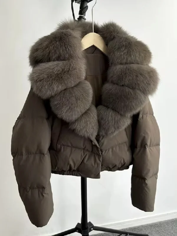 Luxurious Women's Short Down Jacket with Genuine Fur Trim. Oversized jacket plus size Corduroy Jacket Velvet Jacket Brocade Jacket Luxurious Women's Short Down Jacket with Genuine Fur Trim. Oversized jacket plus size Corduroy Jacket Velvet Jacket Brocade Jacket