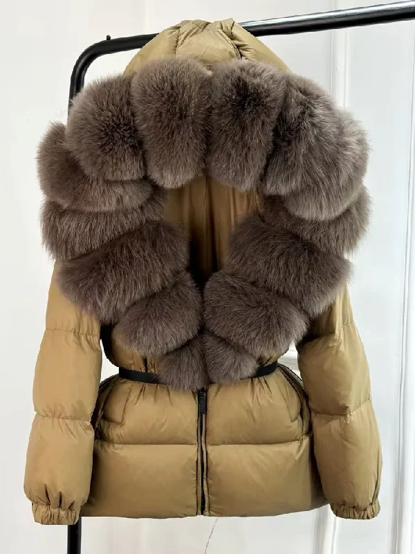 Luxury Women's Duck Down Jacket with Natural Fur - Ultimate Winter Warmth Jacket Blazer Coat Luxury Women's Duck Down Jacket with Natural Fur - Ultimate Winter Warmth Jacket Blazer Coat