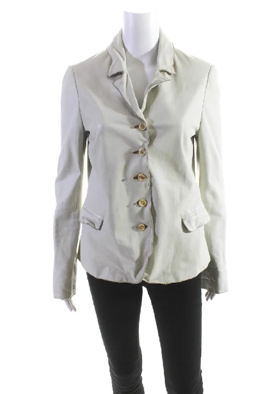 Nigel Preston & Knight Womens Long Sleeves Button Up Leather Jacket Beige Wool Jacket Cashmere Jacket Tweed Jacket Nigel Preston & Knight Womens Long Sleeves Button Up Leather Jacket Beige Wool Jacket Cashmere Jacket Tweed Jacket
