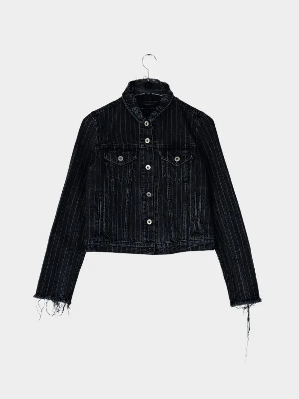 Off White Collab Pin-stripes Denim Jacket Faux Fur Fabric Real Fur Fabric Shearling Fabric Off White Collab Pin-stripes Denim Jacket Faux Fur Fabric Real Fur Fabric Shearling Fabric