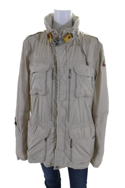 Parajumpers Womens Full Zipper Mock Neck Cargo Jacket Beige Fleece Jacket Down Jacket Feather Jacket Parajumpers Womens Full Zipper Mock Neck Cargo Jacket Beige Fleece Jacket Down Jacket Feather Jacket