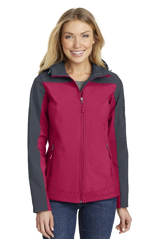 Port Authority Womens Core Wind & Water Resistant Full Zip Hooded Jacket - Dark Fuchsia Pink/Battleship Grey - Closeout Rayon Fabric Velvet Fabric Corduroy Fabric Port Authority Womens Core Wind & Water Resistant Full Zip Hooded Jacket - Dark Fuchsia Pink/Battleship Grey - Closeout Rayon Fabric Velvet Fabric Corduroy Fabric