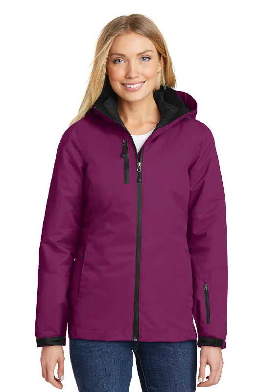 Port Authority Womens Vortex 3-in-1 Waterproof Full Zip Hooded Jacket - Very Berry Purple/Black Denim Jacket Leather Jacket Suede Jacket