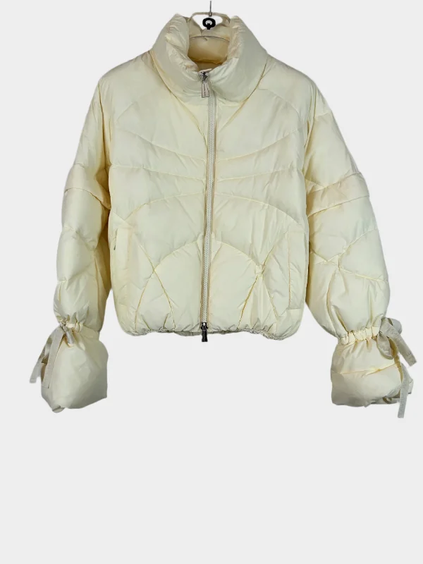 Puffer Jacket With Bow Satin Jacket Silk Jacket Chiffon Jacket