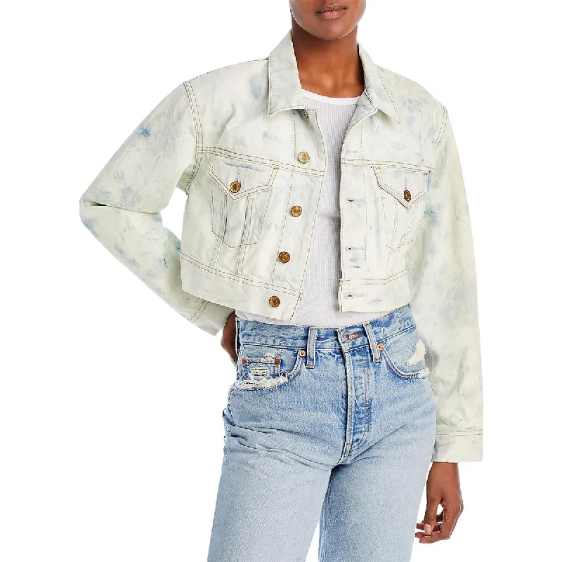 RE/DONE Womens Crop Denim Trucker Jacket Oversized Jacket Tailored Jacket Straight Jacket RE/DONE Womens Crop Denim Trucker Jacket Oversized Jacket Tailored Jacket Straight Jacket