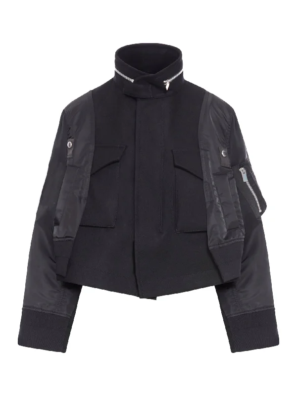 MELTON X NYLON WOOL TWILL JACKET Satin Jacket Silk Jacket Chiffon Jacket