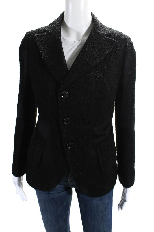 Shiro Sakai Womens Three Button New Classic Tailored Jacket Jet Black Medium Fitted Jacket Loose Jacket Oversized Jacket Shiro Sakai Womens Three Button New Classic Tailored Jacket Jet Black Medium Fitted Jacket Loose Jacket Oversized Jacket