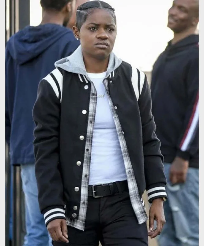 Tamia Cooper All American Varsity Black Jacket Tiered Jacket Buttoned Jacket Zippered Jacket Tamia Cooper All American Varsity Black Jacket Tiered Jacket Buttoned Jacket Zippered Jacket