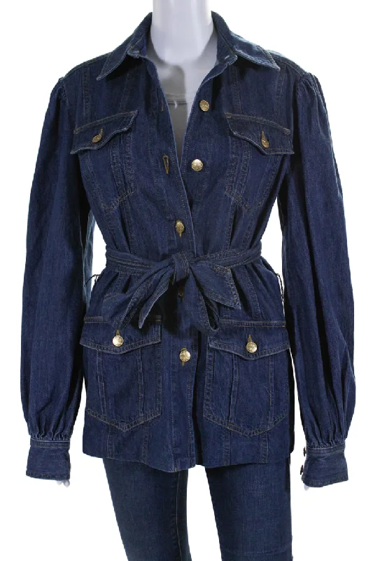 Trina Turk Womens Denim Button Down Belted Odetta Jacket Blue Cotton Mesh Jacket Canvas Jacket Denim Jacket Trina Turk Womens Denim Button Down Belted Odetta Jacket Blue Cotton Mesh Jacket Canvas Jacket Denim Jacket