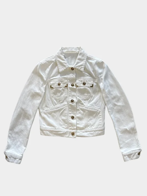 White Denim Jacket Insulated Jacket Fitted Jacket Loose Jacket