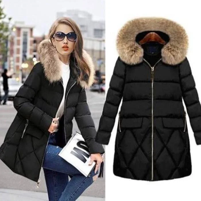 Mid-Length Hooded Cotton Coat Stylish Bomber Jacket