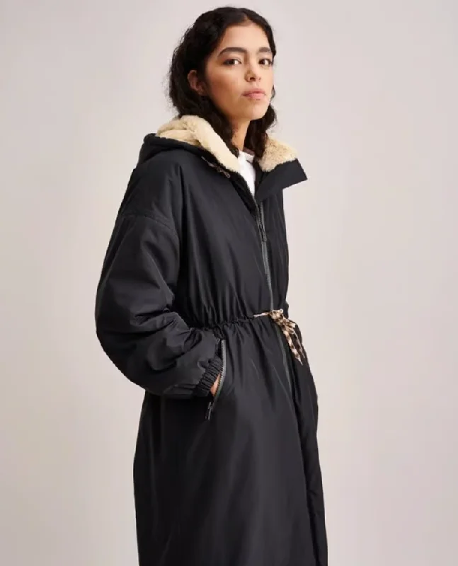 Bellerose Hosfo Navy Blue Long Coat Minimalist Wool Duster