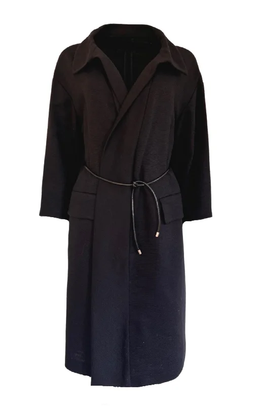 Black Cotton Three-Quarter Coat Fur-Trimmed Winter Coat