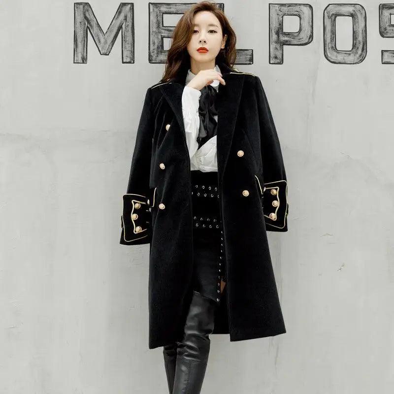 British court military uniform wind long woolen coat Polished Tailored Coat