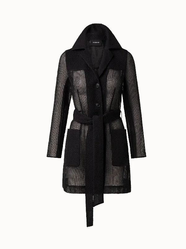 Cotton Techno Grid Short Coat Hooded Puffer Anorak