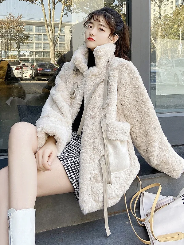 Cute lamb fur padded coat   S34 Oversized Teddy Coat