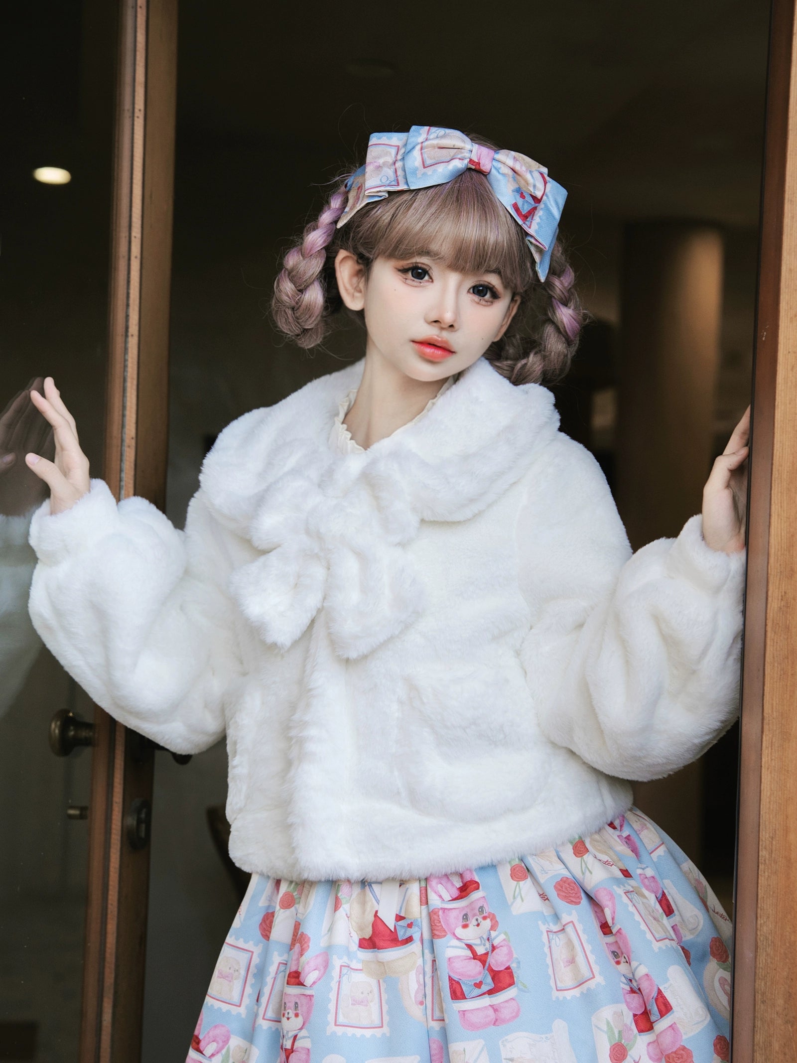 Eieyomi~Daily Lolita Coat Imitation Rabbit Hair Short Winter Coat Vintage Suede Jacket