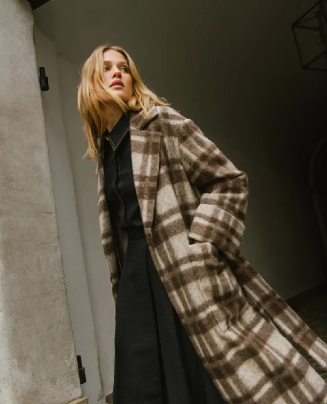Dea Kudibal Clorissa Beaver Check Coat Sleek Leather Jacket