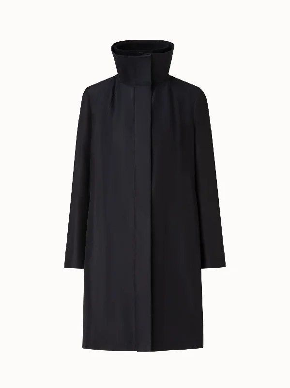 Double-Layered Wool Coat with Detachable Silk Layer Longline Wool Coat