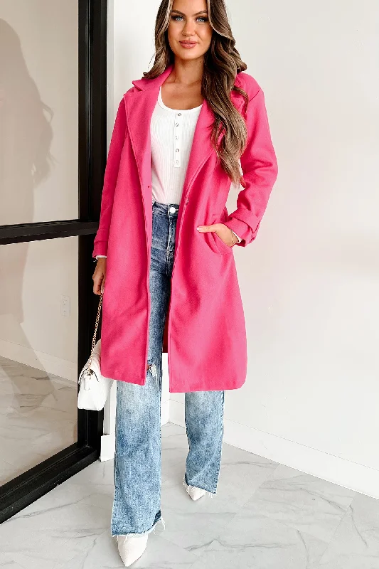 Eastern Winds Midi Length Coat (Fuchsia) Velvet Evening Cape