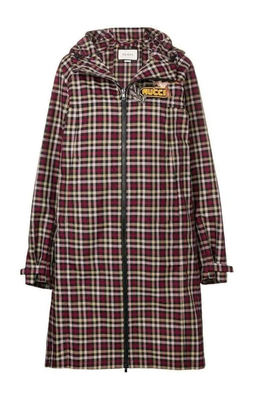 Embellished Plaid Coat Plush Faux Fur Bolero