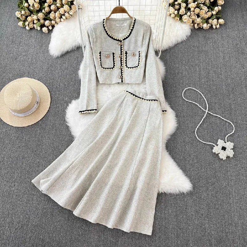 Fashion suit round neck short coat two-piece set      S4145 Classic Trench Coat