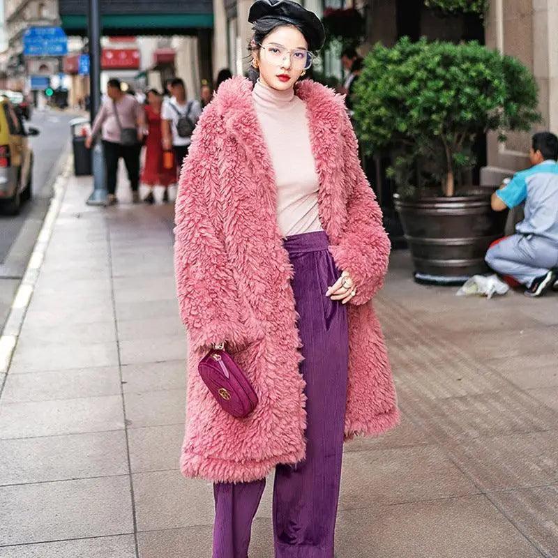Fashionable Warm Ladies Plush Coat Autumn Winter Fitted Faux Suede Blazer