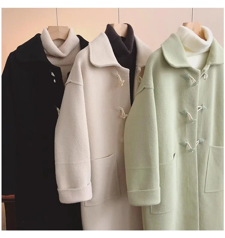 knitted coat for women winter new style mid-length woolen coat     S4925 Quilted Puffer Jacket