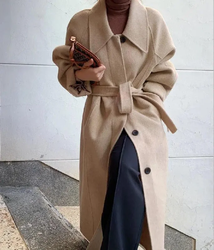 Ladies mid-length woolen coat Softshell Outdoor Jacket
