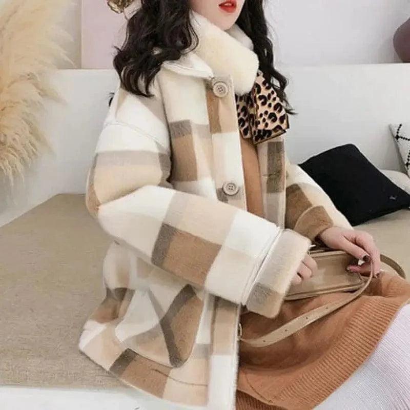 Lamb wool coat Ruched Sleeve Blazer