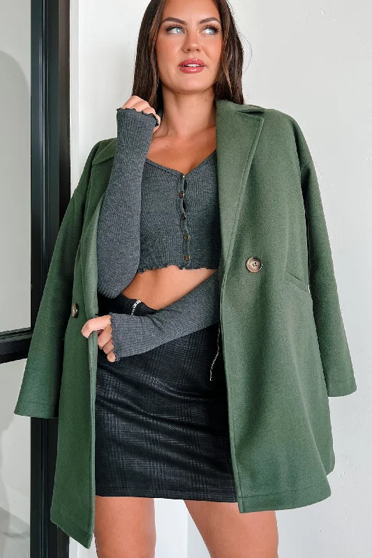 Laurelle Brushed Fleece Coat (Olive) Long Hooded Anorak