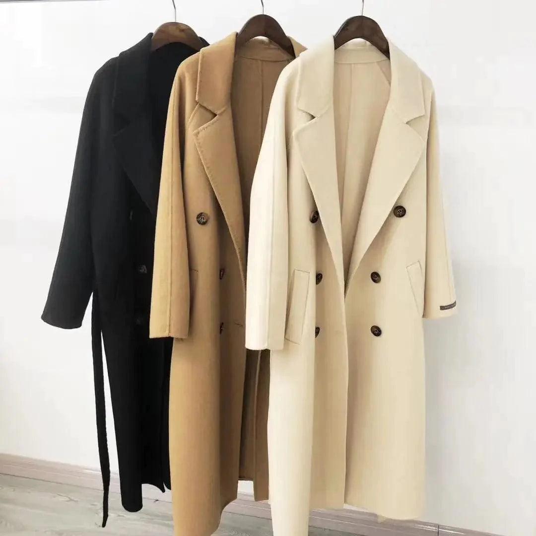 Long over the knee woolen coat Warmth-Enhanced Parka