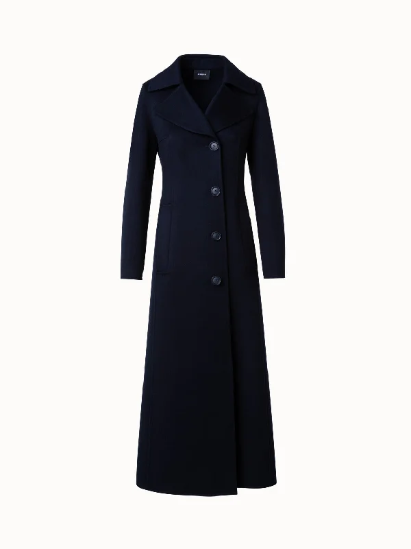 Long Single Breasted Coat in Cashmere Double-Face Soft Flannel Shacket