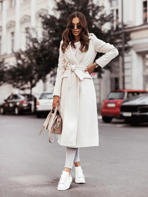 Long Sleeve V-neck Tie Woolen Coat Women's Clothing Plush Faux Fur Bolero