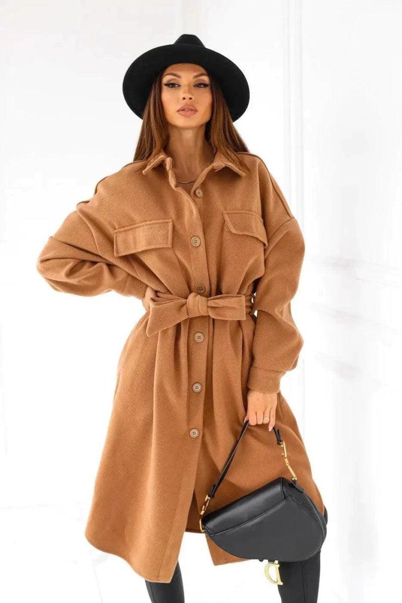 Long-sleeved V-neck Button Lace Woolen Coat Coat Women's Cozy Knitted Poncho