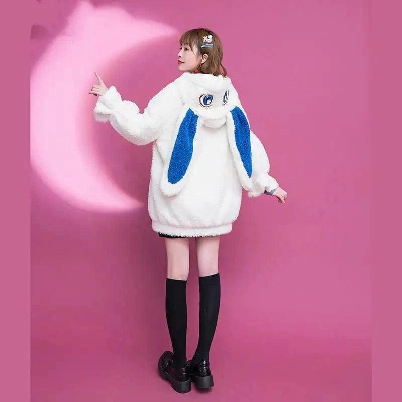 Hooded lamb fur coat with rabbit ears Hooded Parka Coat