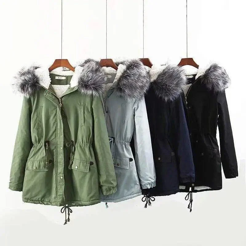 Hooded large fur collar plus fleece coat Trendy Puffer Vest