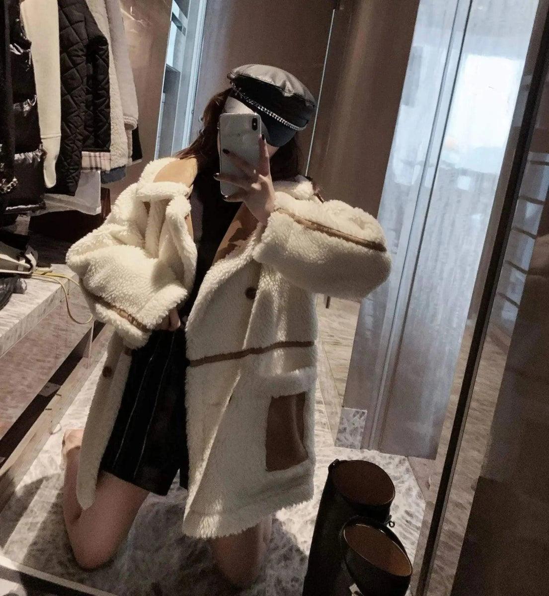 Lamb coat Pastel Wool Peacoat