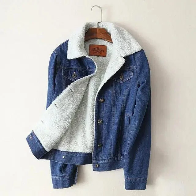 Lambswool Denim Coat Plaid Checkered Coat