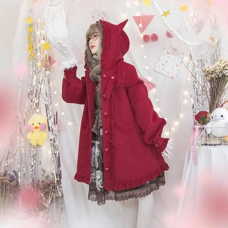 Lolita woolen coat Button-Up Cardigan Coat