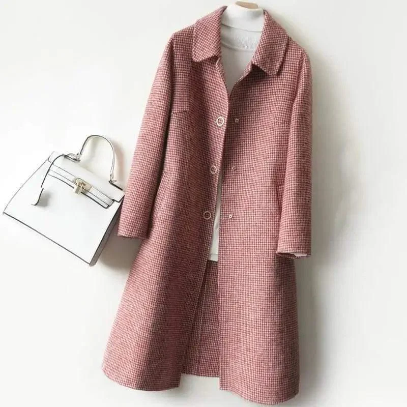Over-the-knee Fashionable Woolen Coat Loose Cropped Moto Jacket