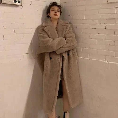 Elegant Rabbit Fur Mid-Length Coat - Versatile & Warm for Every Season Warm Hooded Poncho