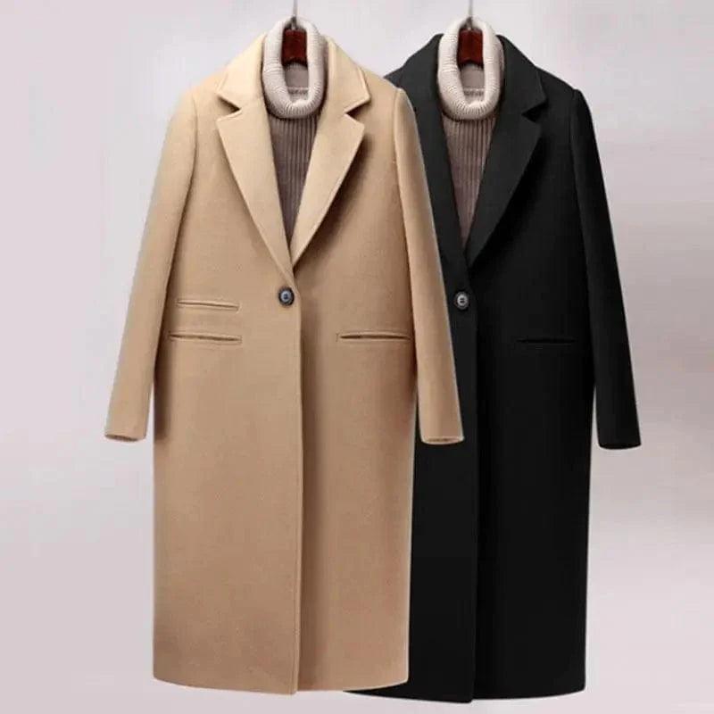 Elegant Loose Woolen Coat Warm Down Parka