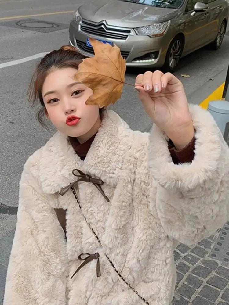 Thickened Rabbit-Like Plush Loose Fur Coat Polished Tailored Coat